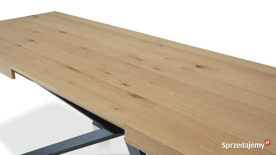 Stół 180 x 90 podstawa stal czarna Blat dąb nat Katowice