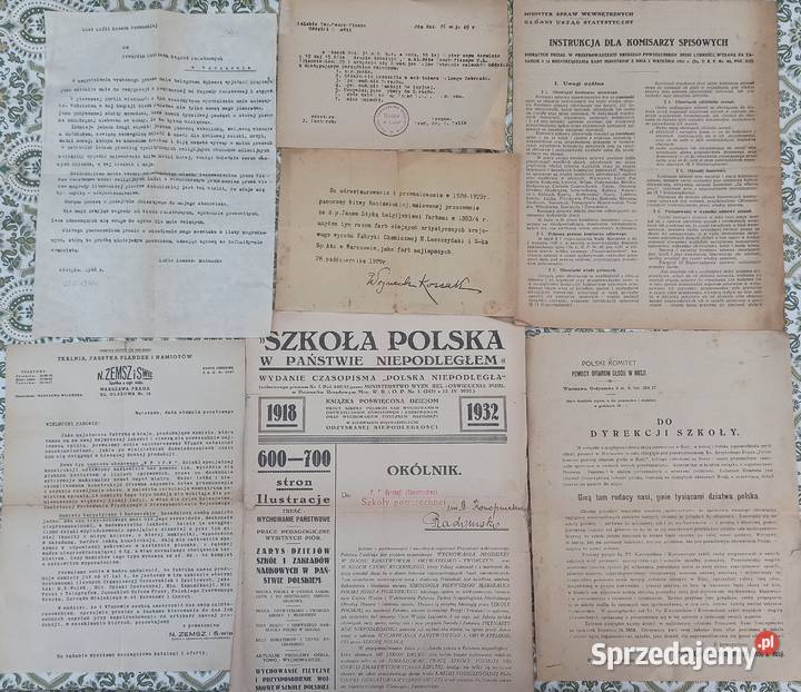 Przedwojenne druki zaświadczenia wykazy wnioski Wieluń