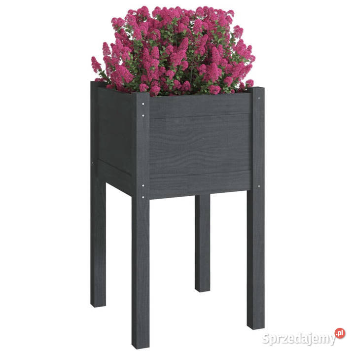 Donica ogrodowa szara 40x40x70 lite drewno Donice