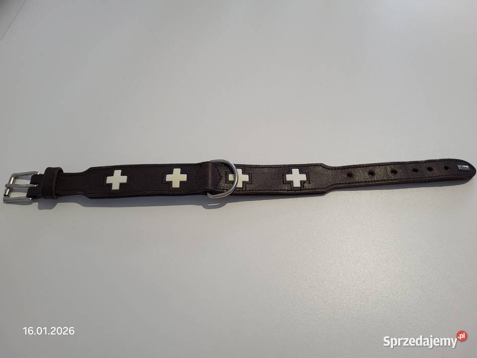 Skórzana obroża psa Swiss Hunter M brązowa Dla psów Końskie sprzedam