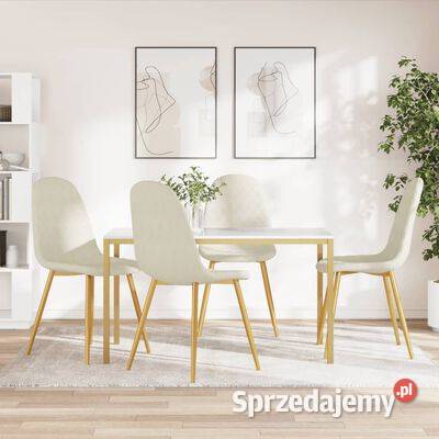 vidaXL Krzesła stołowe 4 kremowe obite mazowieckie Warszawa