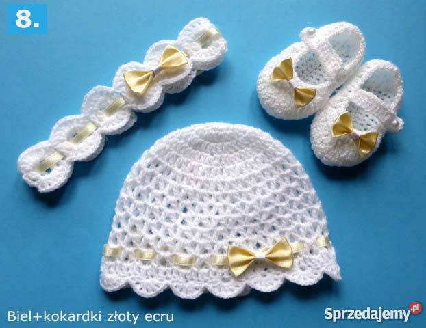 Czapeczka opaska buciki KOMPLET chrzest kujawsko-pomorskie