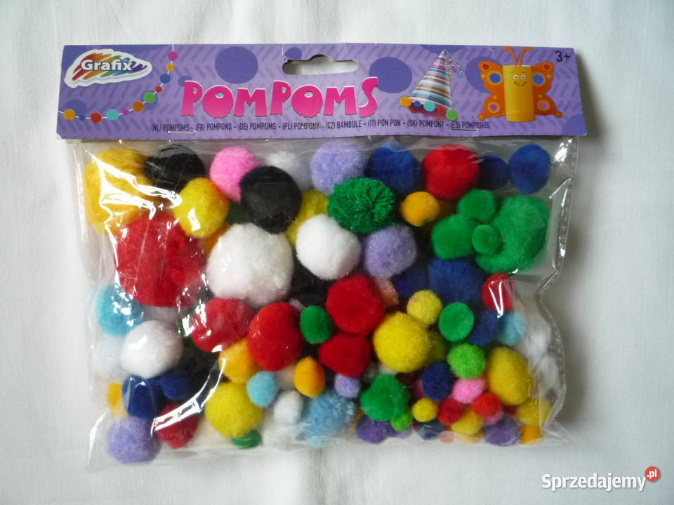 150 sztuk Kolorowe Pompony Grafix Pompoms Plastyczne Szczecin