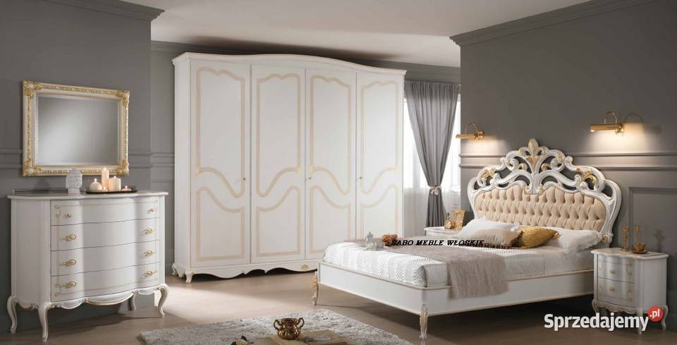 Klasyczna szafka nocna włoska drewniana biało Przemyśl