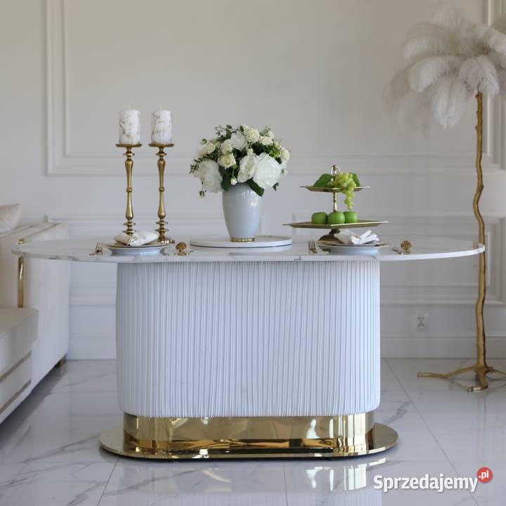 Stół ROYAL Glamour Złoty Biały Designerski Warszawa sprzedam