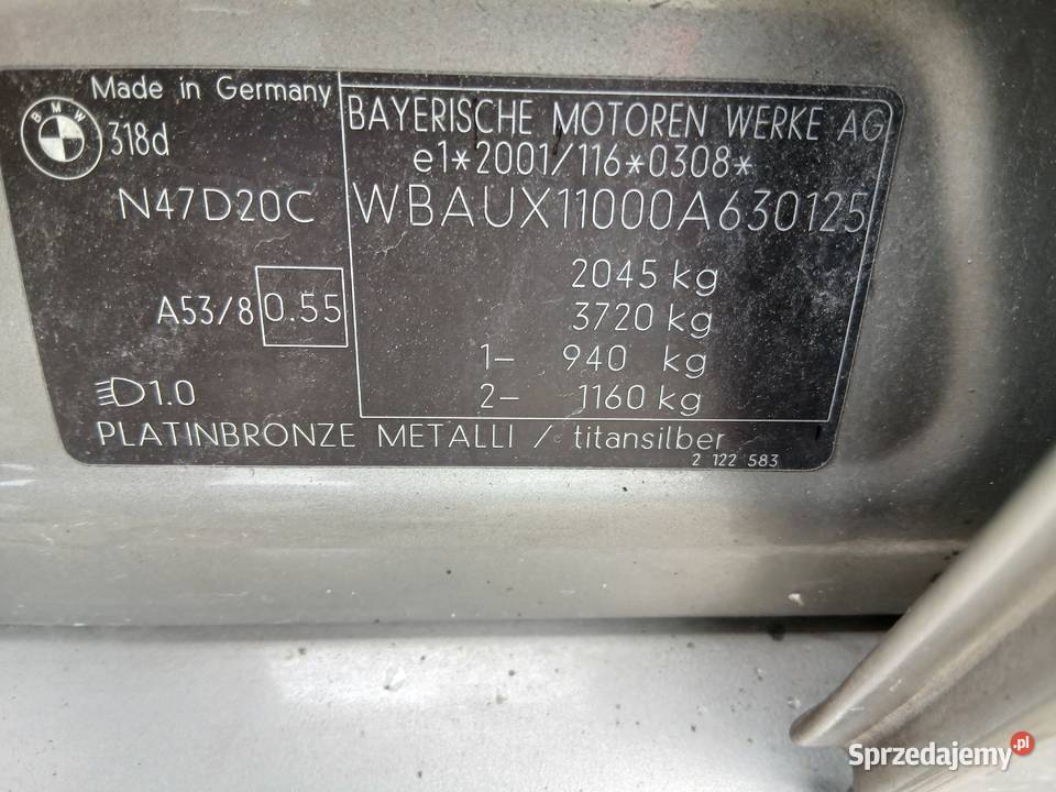 Silnik BMW N47D20C E90 E91 E87 F20 F21 F30 F31 osobowe Szczerbice
