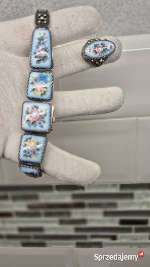 Zegarek CHAIKA z kwiatową emaliowaną śląskie Chorzów