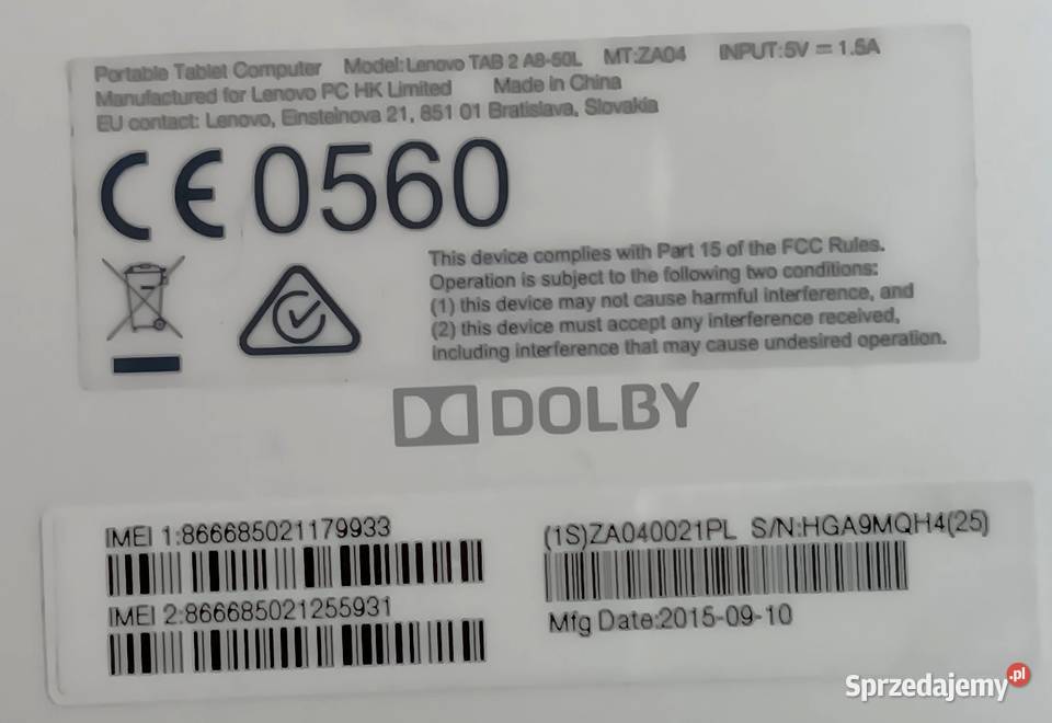 Tablet Lenovo TAB2 A850L 8 1 GB 16 GB biały Przekątna ekranu 8 opolskie Opole