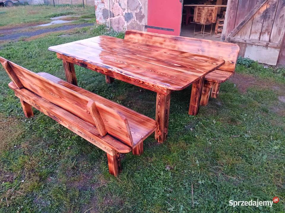 Zestaw ogrodowy z drewna modrzewiowego Ciechanów sprzedam