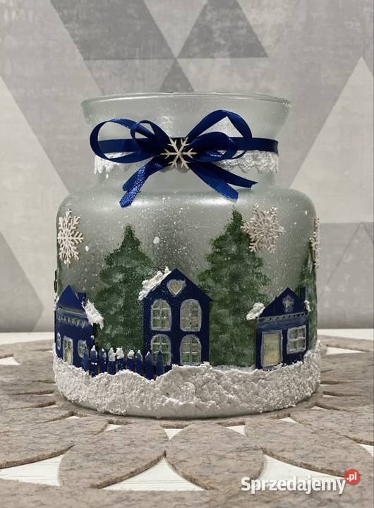 Szklany zimowy lampion Szczecinek