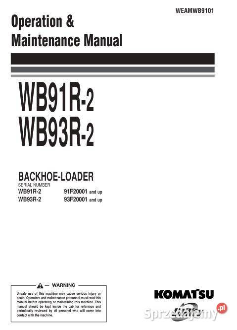Komatsu WB91R2 WB93R2 instrukcja obsługi DTR motoryzacja, transport Poradniki, albumy i reportaże Kielce