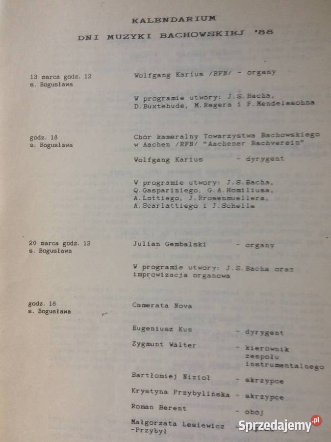 3407 Dni Muzyki Bachowskiej 1988 Antykwariat Szczecin