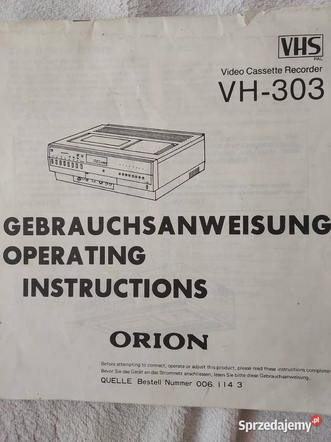 Stary Magnetowid VHS ORION VH303 kasety VHS 11 Magnetowidy Elektronika podlaskie Łomża