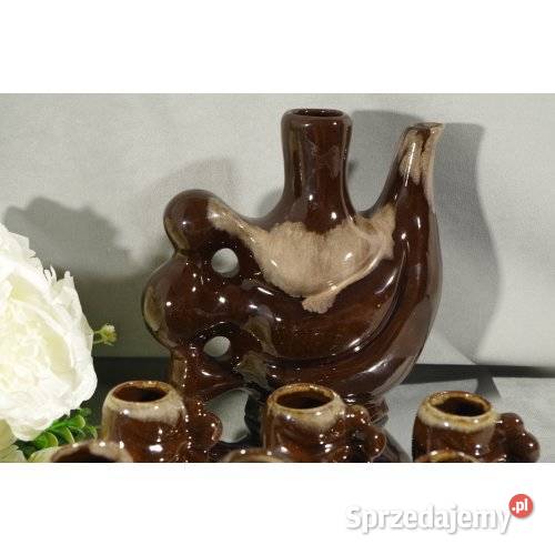 Ceramiczny zestaw karafka i 6 kieliszków vintage sprzedam