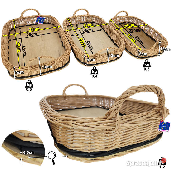 Zestaw 3 Taca wiklinowa do serwowania tace Stalowa Wola