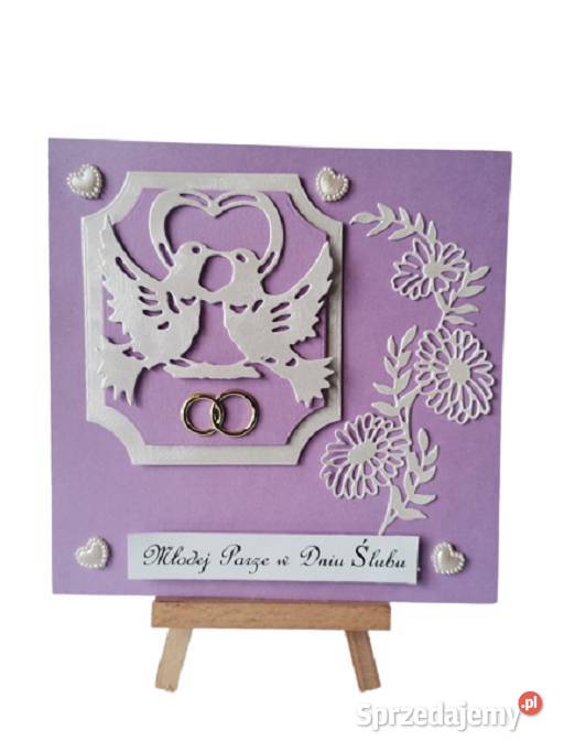 Kartki Pamiątka Ślub Gołębie W Sercu K4 Fiolet