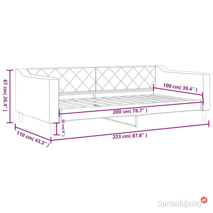 Sofa z funkcją spania kolor taupe obita tkaniną Warszawa