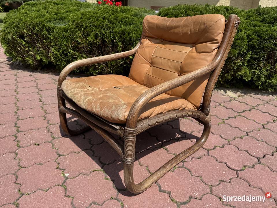 Fotel rattanowy ze skóry do renowacji krzesło Sulbiny