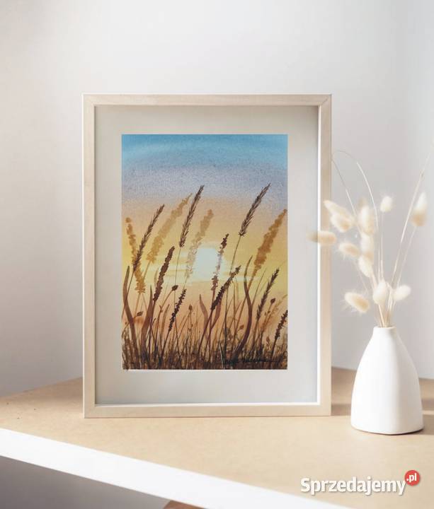 Oryginalna Akwarela Łąka 3 Unikat Sygnowany Poznań