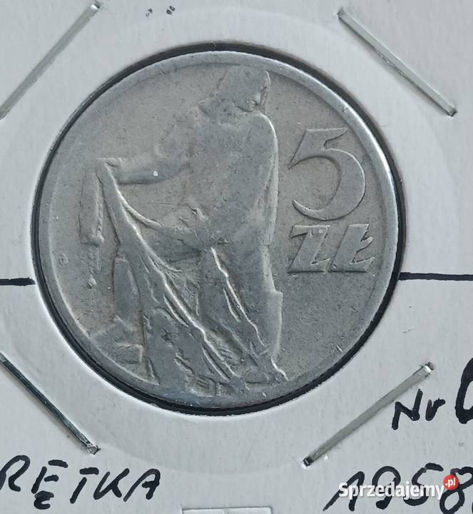 5 złotych Rybak 1958 r 6 Skrętka Numizmatyka Konin