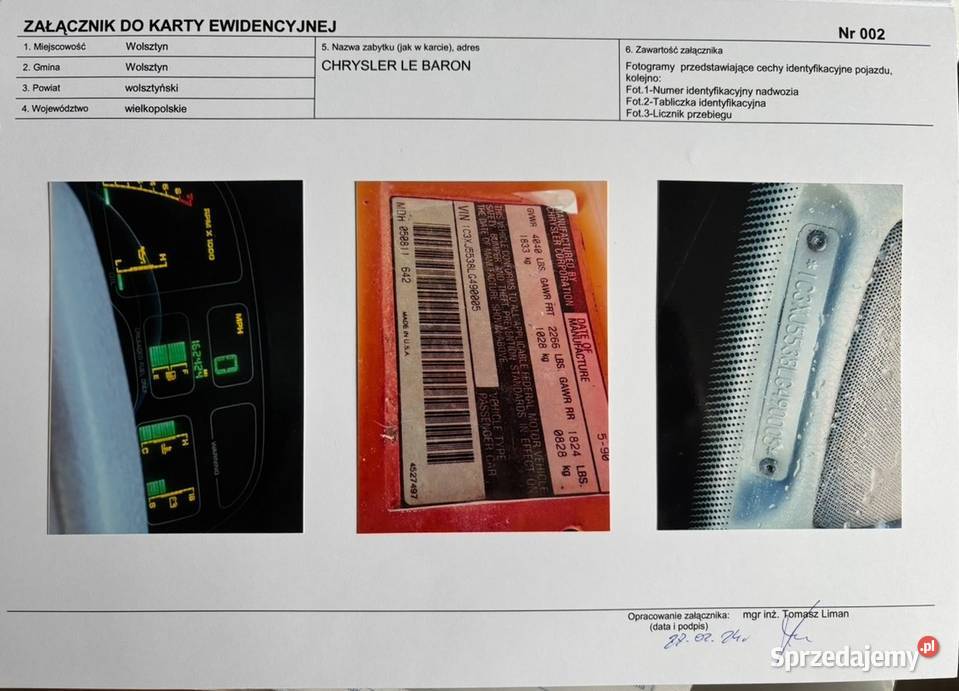 Chrysler Le Baron zarejestrowany na zabytek Skała sprzedam
