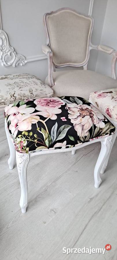 Stylowa pufa podnóżek stołek róża kwiaty Schabby Szczecin sprzedam