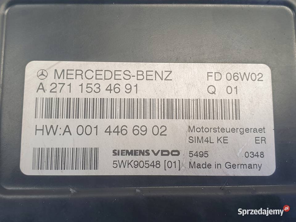Mercedes W203 18 K STEROWNIK SILNIKA A2711534691 Komputery Chełm sprzedam