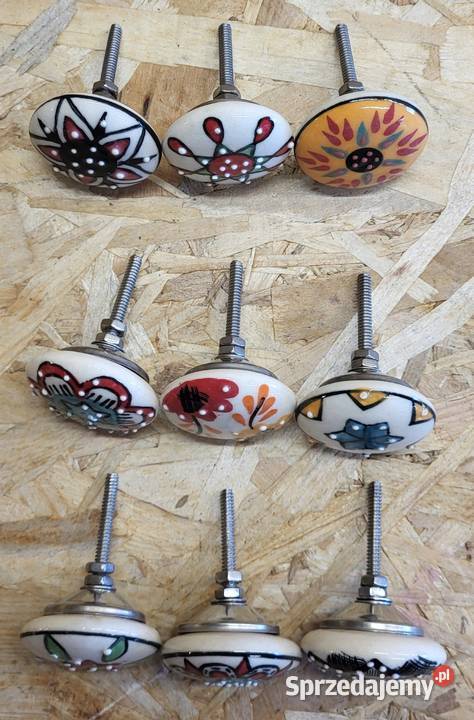 Ajuny Wielokolorowe ceramiczne gałki do szuflad mazowieckie sprzedam
