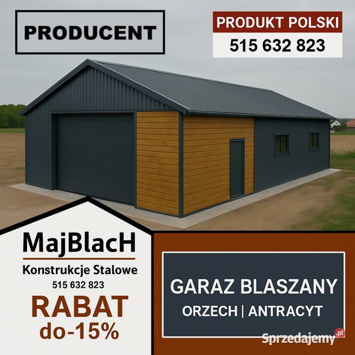 A18Duża WiataHala Garaż Blaszany Montaż Profil samodzielny Sprzedaż warmińsko-mazurskie Olsztyn