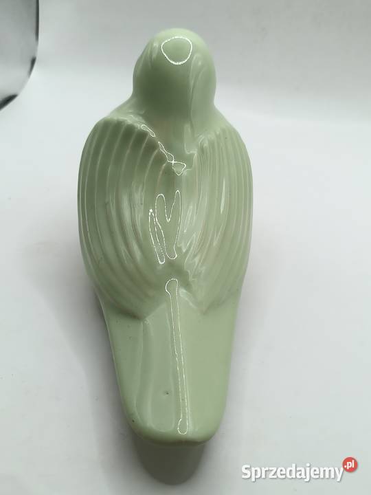 Figurka ceramika miętowy zielony ptak gołąb Zamość