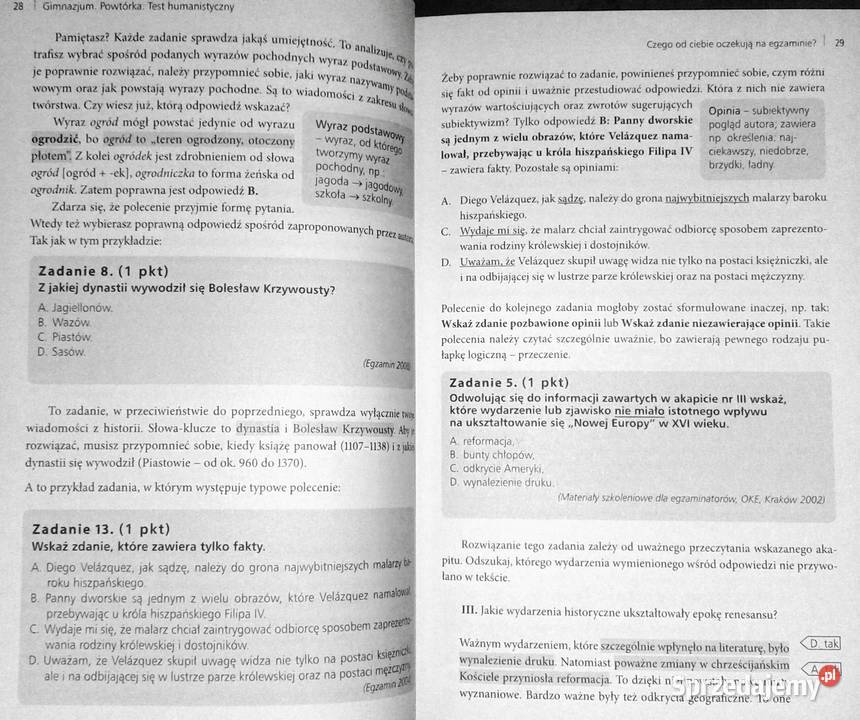 Gimnazjum powtórka Test humanistyczny Olga Mazur Chełm
