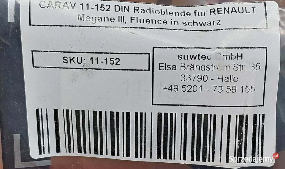 CARAV 11152 OBUDOWA RAMKA RADIA 1 DIN RENAULT osobowe Mielęcin