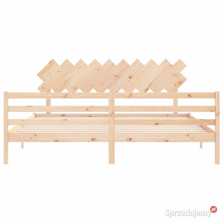 Rama łóżka z wezgłowiem lite drewno 200x200 205cm
