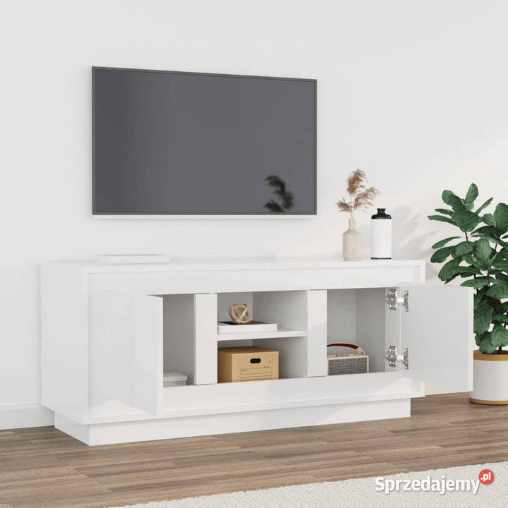 Szafka pod TV wysoki połysk biała 102x35x45 mazowieckie Warszawa