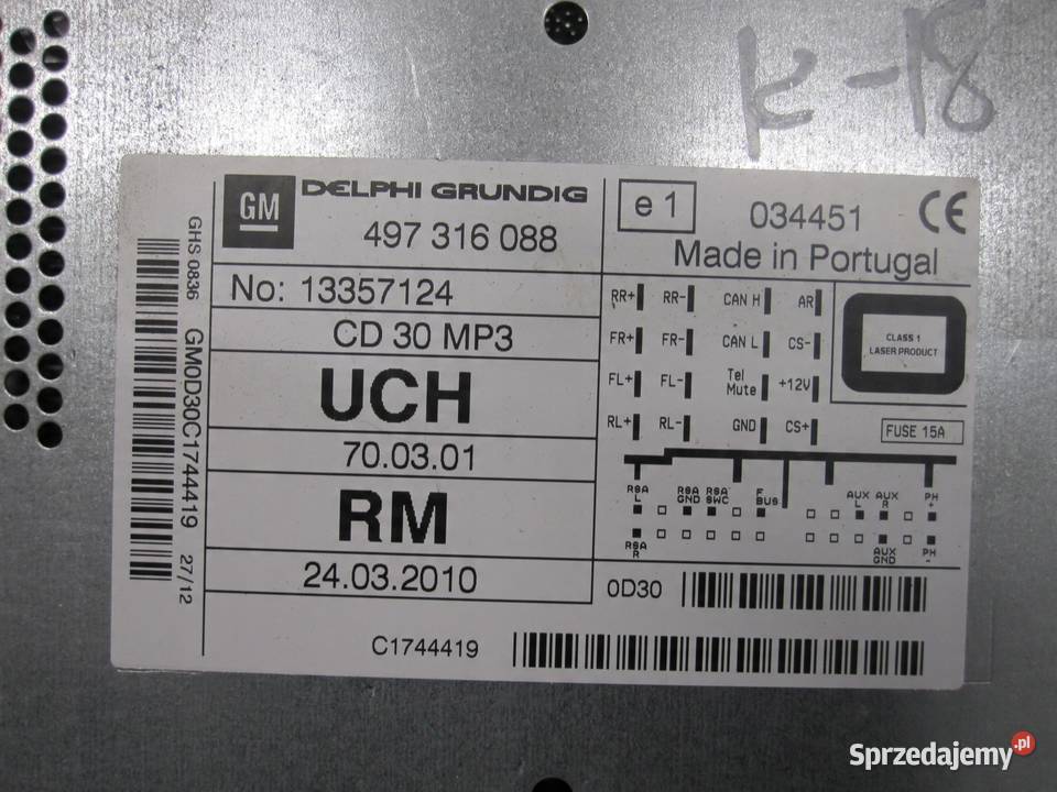 OPEL CORSA D LIFT 12r radio CD 13357124 Sprzęt audio fabryczny świętokrzyskie
