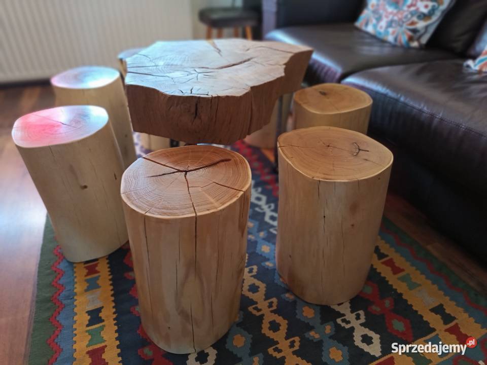 Stołek akacjowy z pnia lubuskie Trzciel