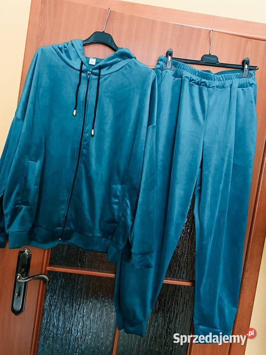 Dres niebieski komplet welurowy wiskoza Cieszyn sprzedam