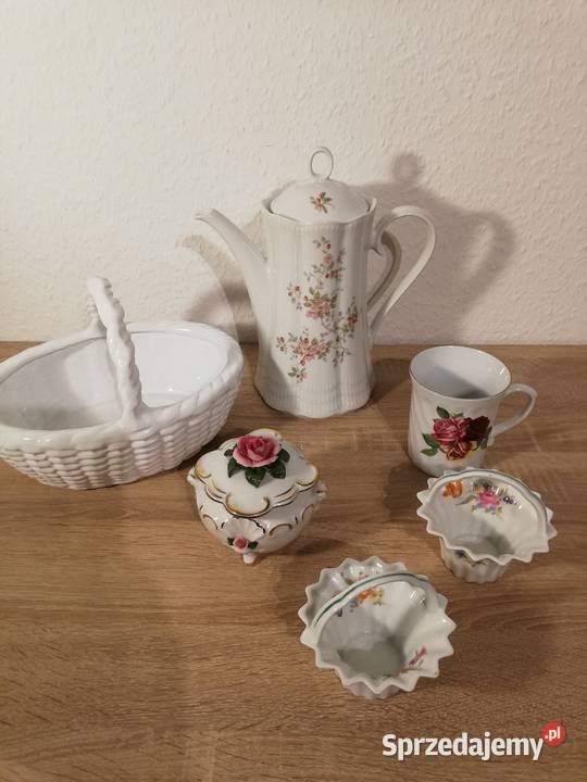 Porcelanowe koszyczki dzbanek puzderko kubek Porcelana i szkło Ropa
