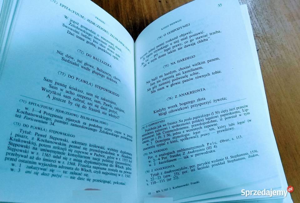 Fraszki Jan Kochanowski Biblioteka Narodowa Gdańsk sprzedam