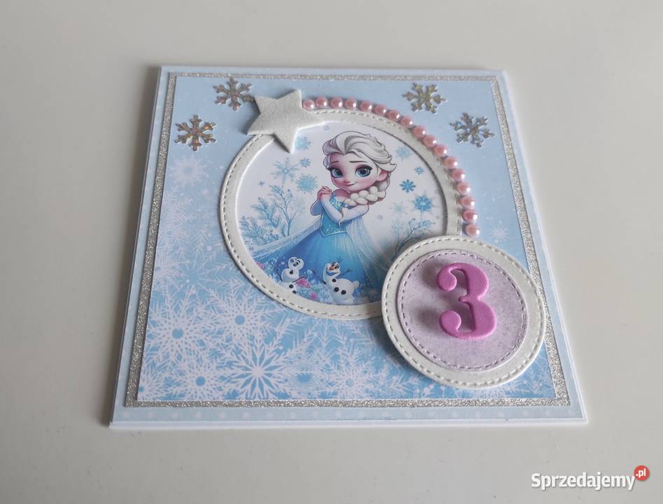 Kartka ręcznie robiona na urodziny Kraina lodu Łódź sprzedam