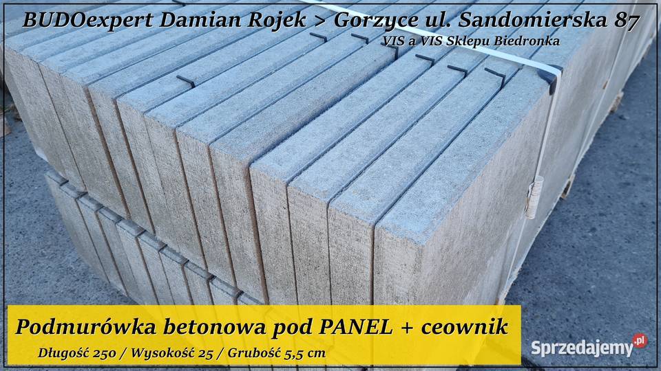 Betonowa podmurówka pod panel 250x20x5 gładka Stalowa Wola