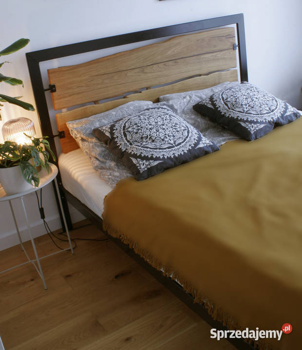 Łóżko drewno dębowe i metalowa rama ARTstyle Warszawa