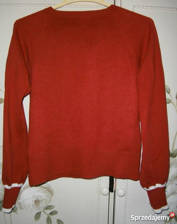 Sweter ONLY S czerwony retro vintage dekolt Szczecin