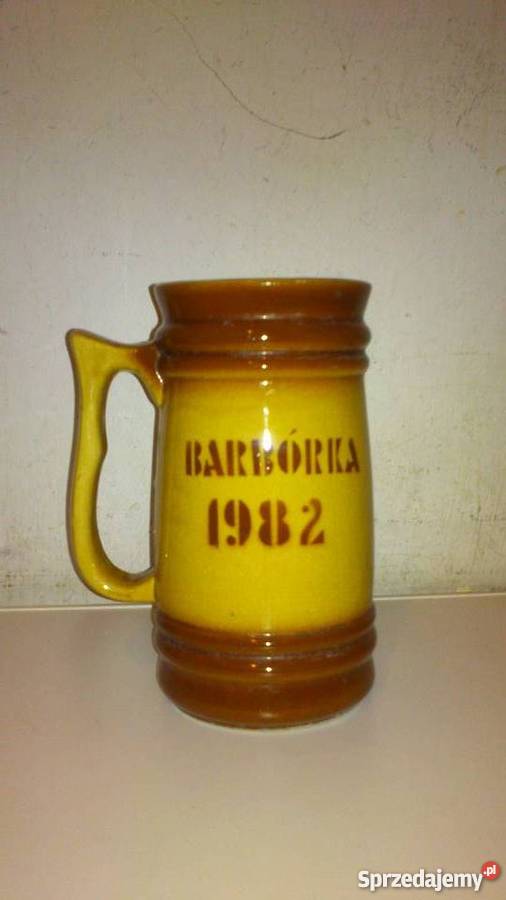 Kufel barbórkowy ceramiczny beżowobrązowy 1982r sprzedam