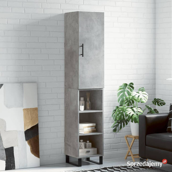 Wysoka szafka szarość betonu 345x34x180 Warszawa