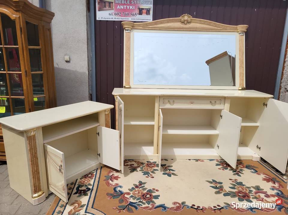 Komplet mebli włoskich komoda witryna lustro