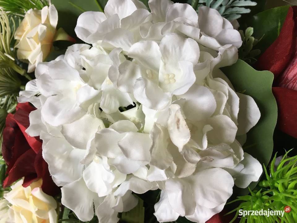 Kompozycja kwiaty sztuczne cmentarz stroik grób Kalisz