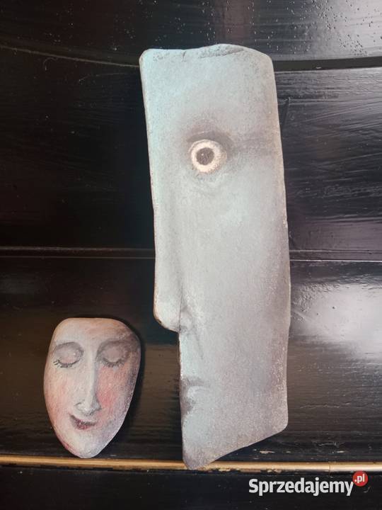 Dwa Oblicza Ręcznie Malowane Kamienie Zestaw Wyposażenie wnętrz Ruda Śląska