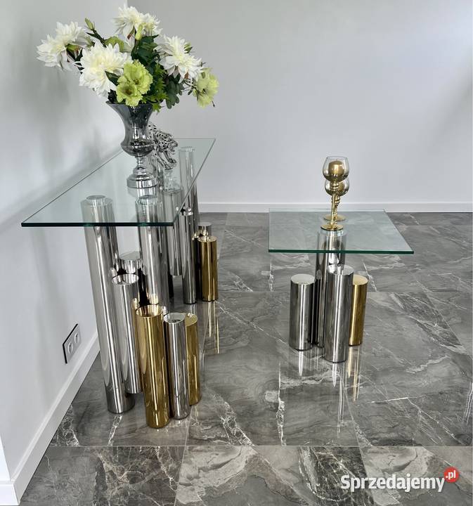 Nowoczesna złota srebrna konsola szklana Glamour Nowy Sącz sprzedam