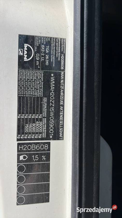 MAN TGA 26310 SOLÓWKA WINDA 96M 24EP Września sprzedam